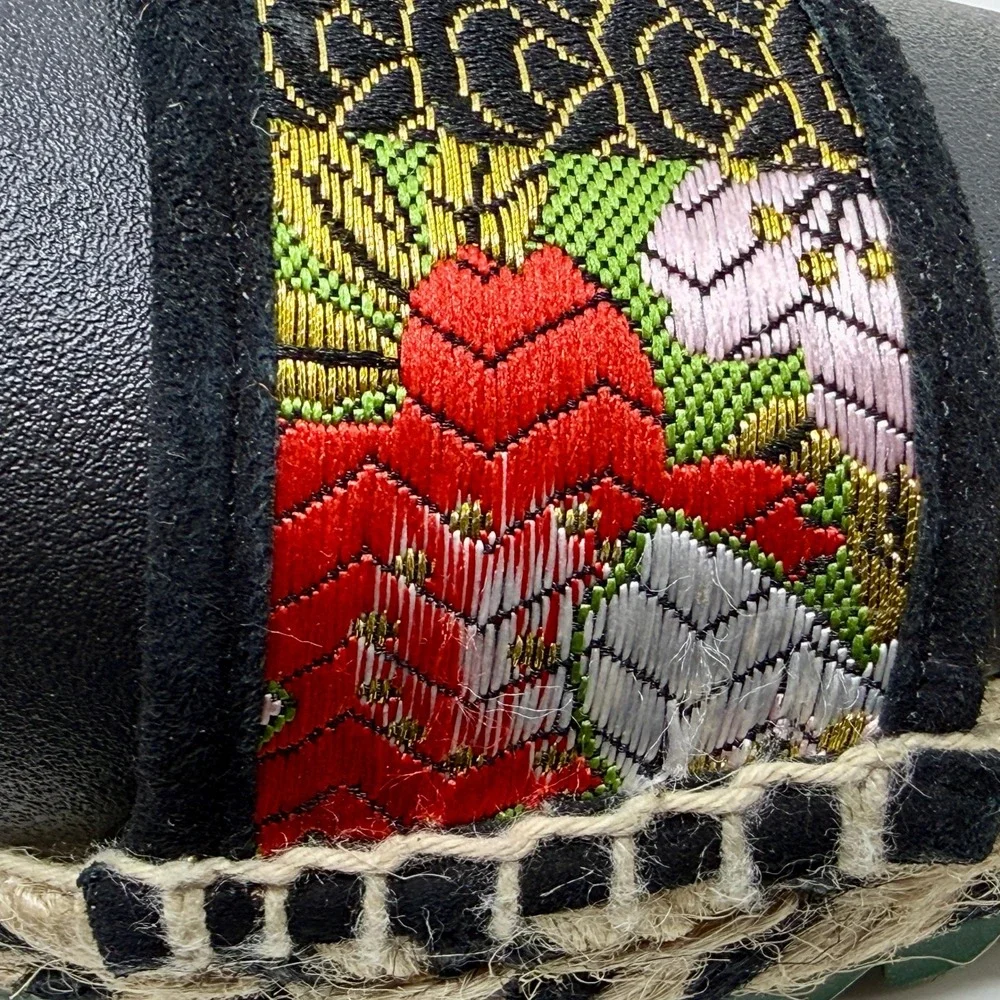 Kron by KronKron Women's Sz 8.5 Embroidered Platform Espadrille Sandals Colorful